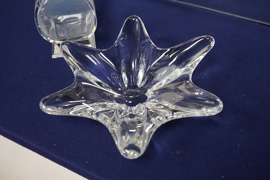 A Baccarat crystal bulbous vase and a Baccarat star shaped dish- 26cm wide